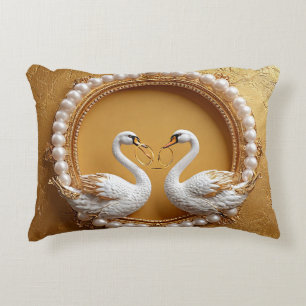 Cojín Decorativo Tema de amor emocional de cisnes de boda