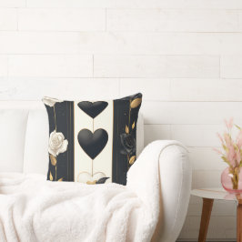 COJÍN DECORATIVO TEMA DE LA VALENTINA BLANCA DE ORO NEGRO DISTRIBUI