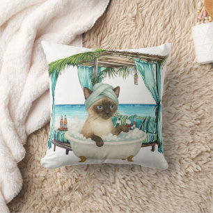 Cojín Decorativo Tema de spa para amantes de gatos siameses