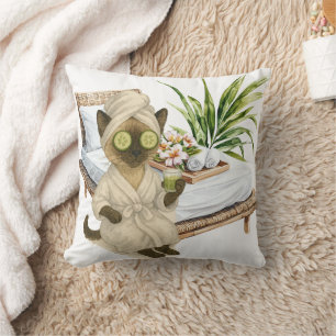 Cojín Decorativo Tema de spa para amantes de gatos siameses