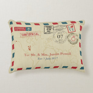 Cojín Decorativo Tema de viaje del Boda de Airmail