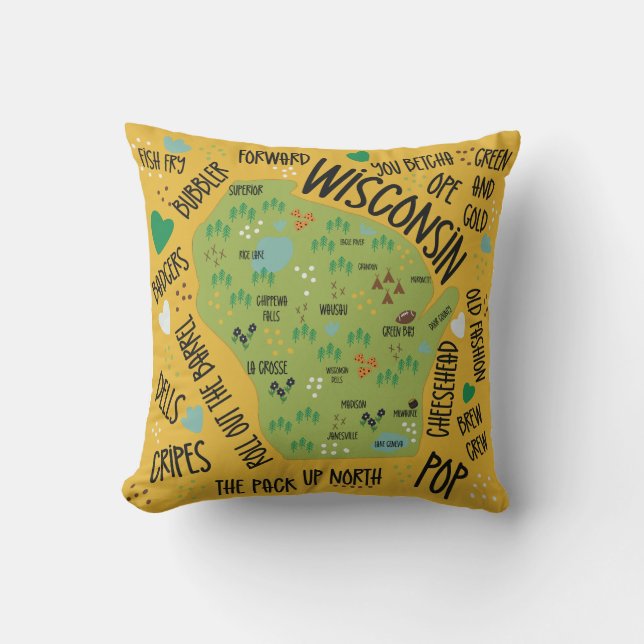 Cojín Decorativo Tema de Wisconsin Pillow (Anverso)