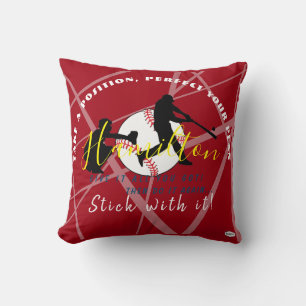 Cojín Decorativo Tema del béisbol Pillow personalizado HAMbyWG rojo