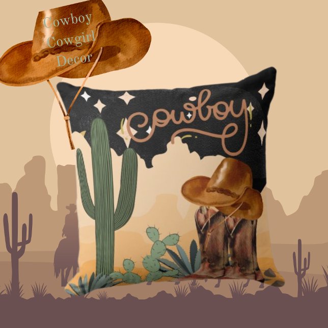 Cojín Decorativo Tema del desierto de Cowboy Cactus (Subido por el creador)