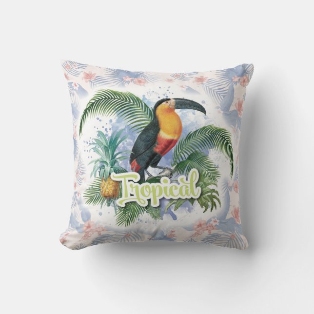 Cojín Decorativo Tema del loro tropical (Anverso)