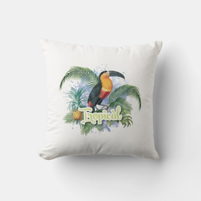 Cojín Decorativo Tema del loro tropical (Anverso)