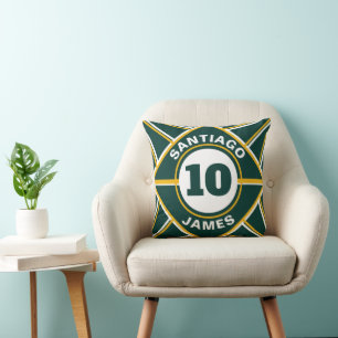 Cojín Decorativo Tema Deportivo Verde y Amarillo