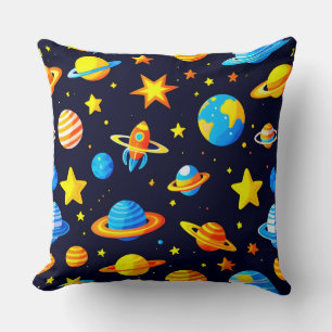 Cojín Decorativo Tema Espacial Colorido Con Planetas