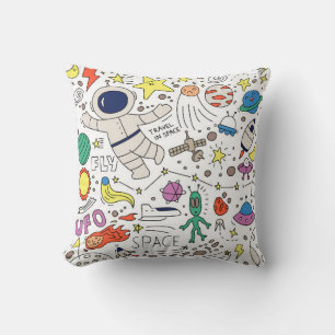 Cojín Decorativo Tema espacial en el ilustracion estilo doodle