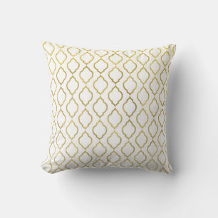 Cojín Decorativo Tema indio glam árabe marroquí blanco y dorado
