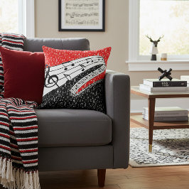 Cojín Decorativo Tema musical rojo y negro