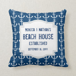 Cojín Decorativo Tema náutico azul con las anclas A01
