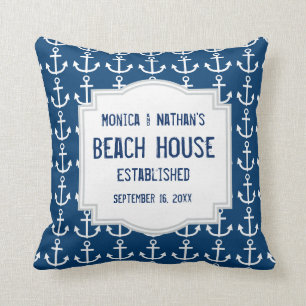 Cojín Decorativo Tema náutico azul con las anclas A01