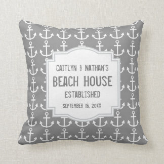 Cojín Decorativo Tema náutico de los gris plateados con las anclas