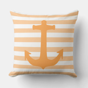 Cojín Decorativo Temática náutica de Anchor y Rayas Peach