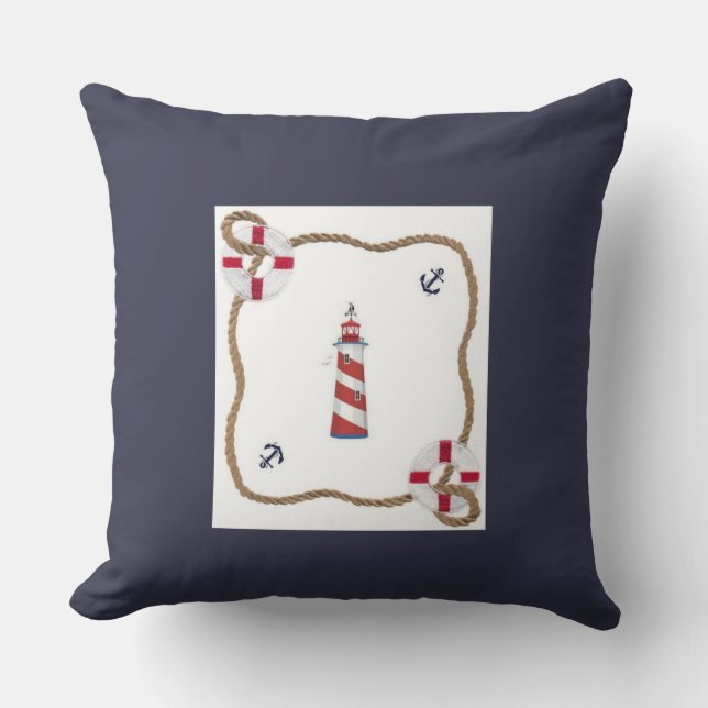Cojín decorativo temático náutico (Anverso)