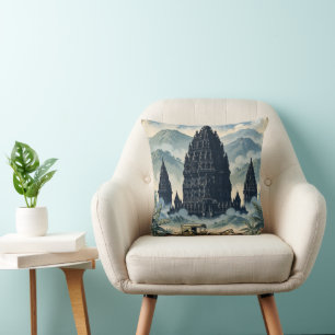 Cojín Decorativo Templo hindú Prambanan vintage Java Indonesia