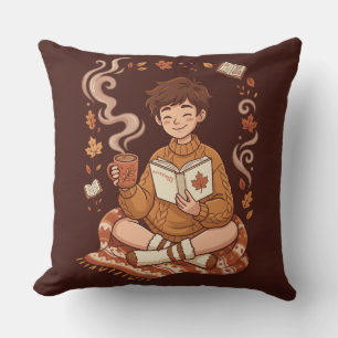 Cojín Decorativo Temporada Acogedora Otoño Lectora Amante de los Li