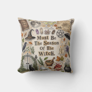 Cojín Decorativo Temporada de la Bruja Vintage Halloween Whimsigóti