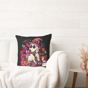 Cojín Decorativo Temporada espeluznante Fantasma lindo en sombrero