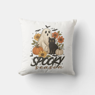 Cojín Decorativo Temporada espeluznante Fantasma Retro Floral espel