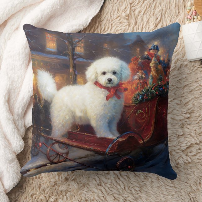Cojín Decorativo Temporada festiva de los Navidades Bichon Frise (Manta)