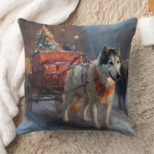 Cojín Decorativo Temporada festiva de los Navidades malamutes de Al