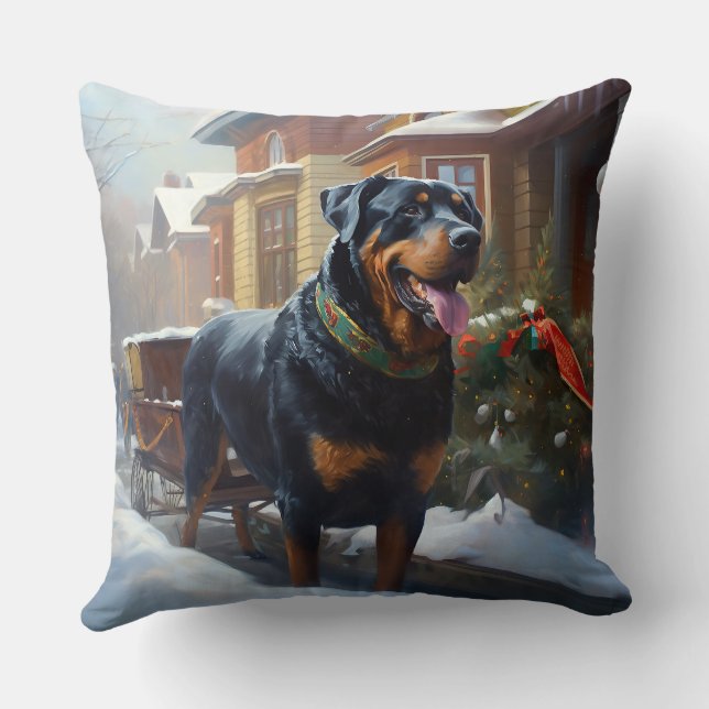 Cojín Decorativo Temporada festiva de los Navidades Rottweiler (Reverso )