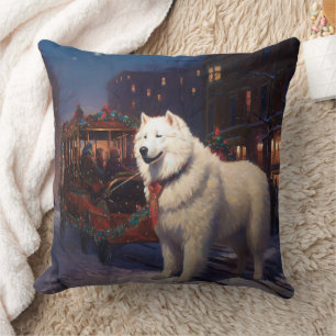Cojín Decorativo Temporada festiva de Navidad Samoyed