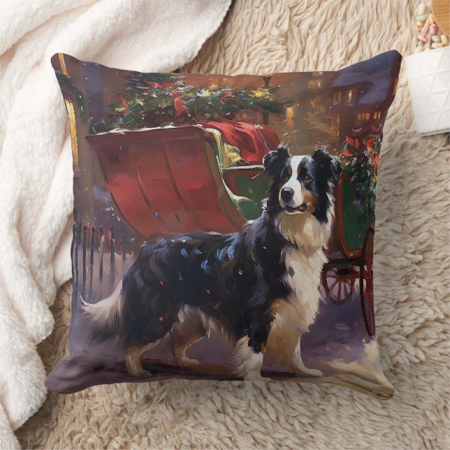 Cojín Decorativo Temporada festiva de Navidades de Border Collie (Manta)