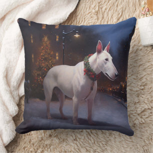 Cojín Decorativo Temporada festiva de Navidades de Bull Terrier