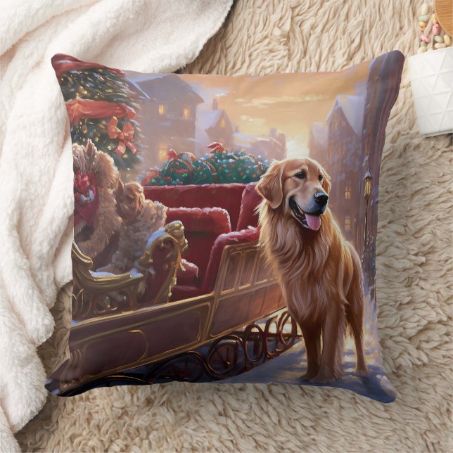 Cojín Decorativo Temporada festiva de Navidades Golden Retriever (Manta)