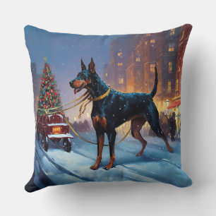 Cojín Decorativo Temporada Navideña del Doberman