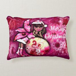 Cojín Decorativo Temporada rosa singulares de Feliz Navidad Pixista