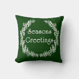 Cojín Decorativo Temporada Verde y Blanca Saludos Pillow