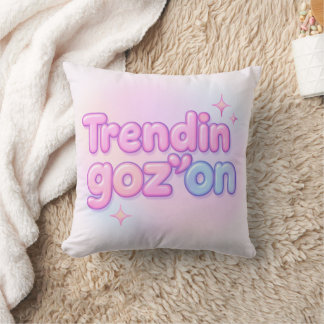 Cojín Decorativo Tendencia de texto burbuja pastel Y2K en rosa lind