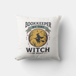 Cojín Decorativo Tenedor de libros de día Bruja de noche Camiseta v