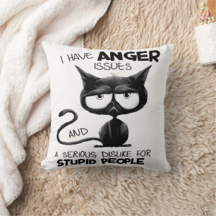 Cojín Decorativo Tengo Problemas de Ira Regalo Divertido para Amant
