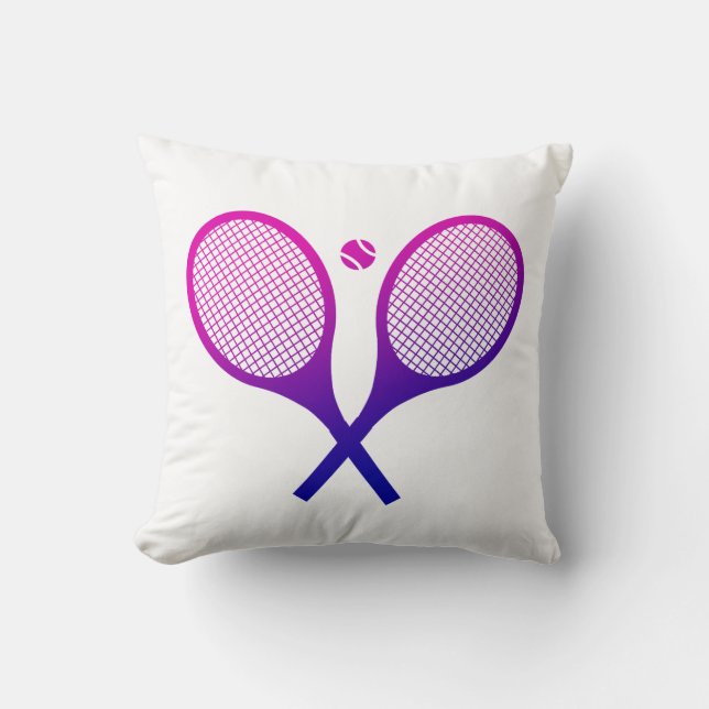 Cojín Decorativo Tenis raqueta magenta a ormbre púrpura (Anverso)