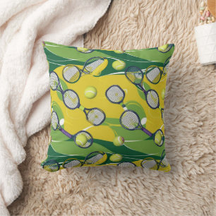 Cojín Decorativo Tenis Tema con pelota y raqueta