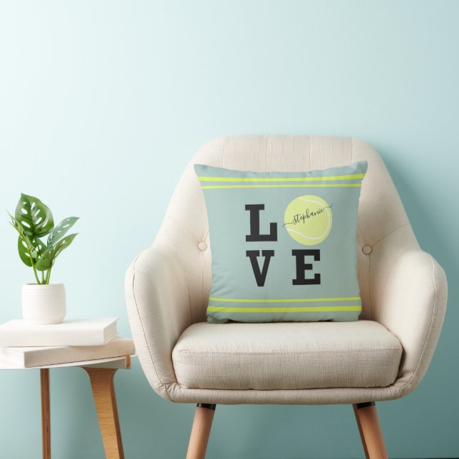Cojín Decorativo Tennis Yellow Ball Love Name (Silla)