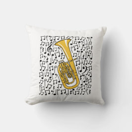 Cojín Decorativo Tenor Horn Musical Notes Brass Music Teacher