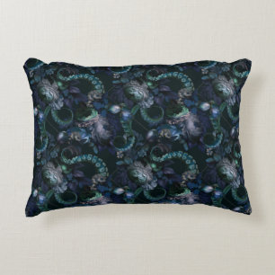 Cojín Decorativo Tentáculo gótico Cthulhu Turquesa con flores
