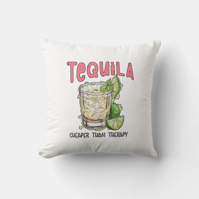 Cojín Decorativo Tequila más barata que la terapia divertida Tequil (Anverso)