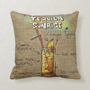 Cojín Decorativo Tequila Sunrise/Bloody Mary Receta Cushion