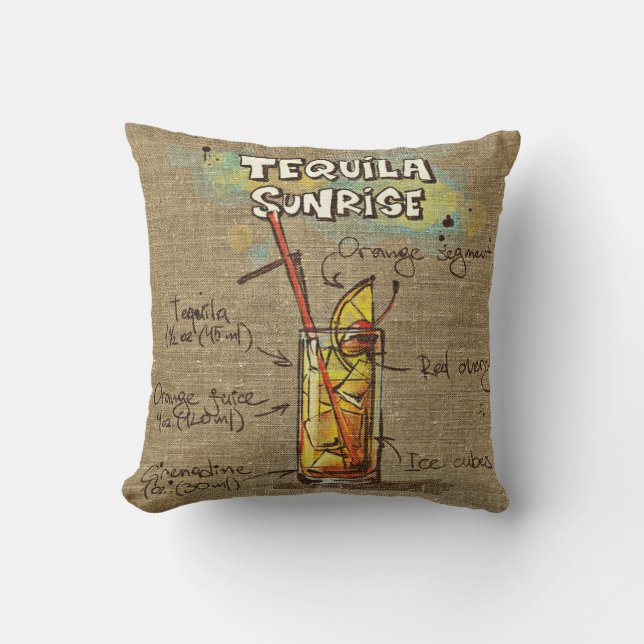 Cojín Decorativo Tequila Sunrise/Bloody Mary Recipe Cushion (Anverso)