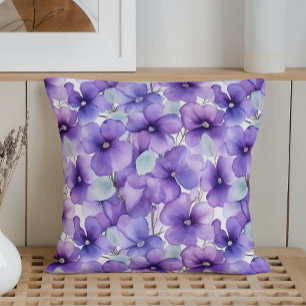 Cojín Decorativo Terciopelo Violeta Acuarela