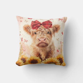 Cojín Decorativo Ternero de Vaca de las Tierras Altas con lazo de G