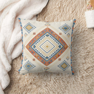 Cojín Decorativo Terracota Bañada por el Sol y Kilim Azul del Desie