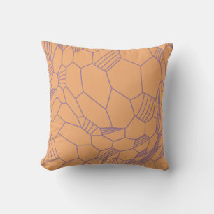 Cojín Decorativo Terracota de melocotón moderno y geometría Voronoi